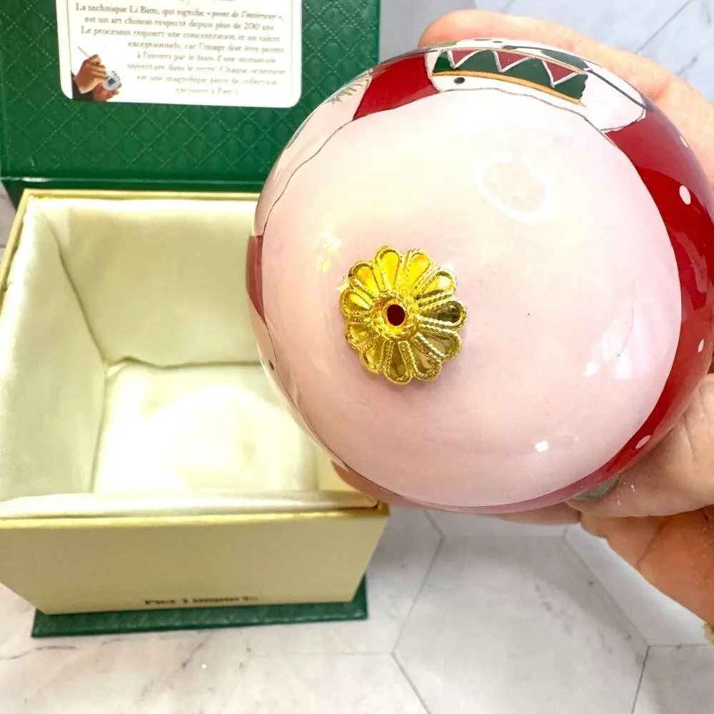 Pier 1 Imports Li Bien 2018 Glass Christmas Ornament Red Snowman Band in Box